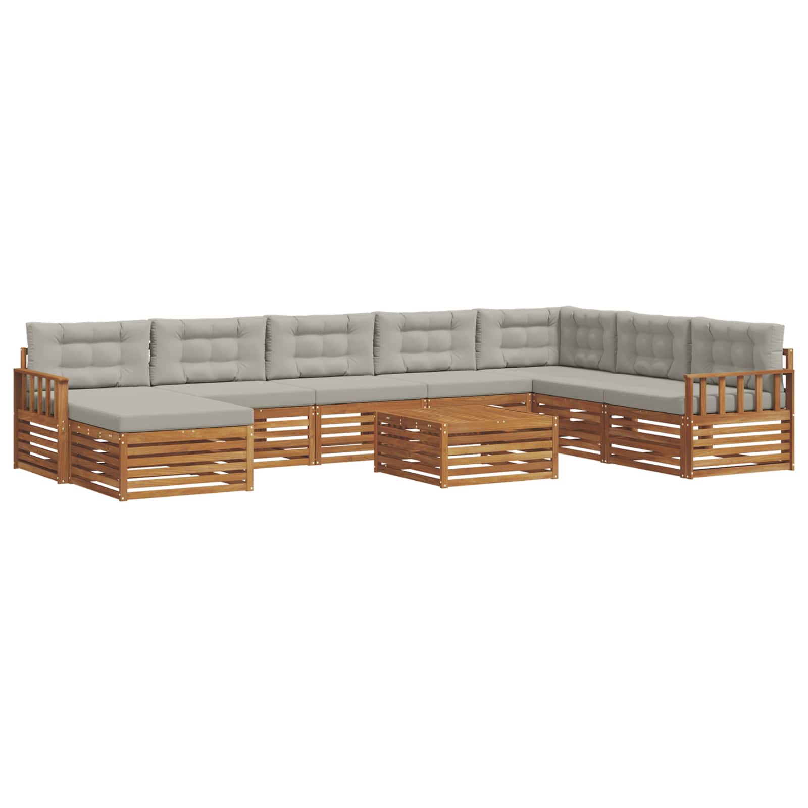 Outdoor-Sofagarnitur mit Kissen 9 pcs Natürlich und Hellgrau