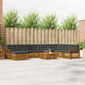 Outdoor-Sofagarnitur mit Kissen 9 pcs Natur und Anthrazit