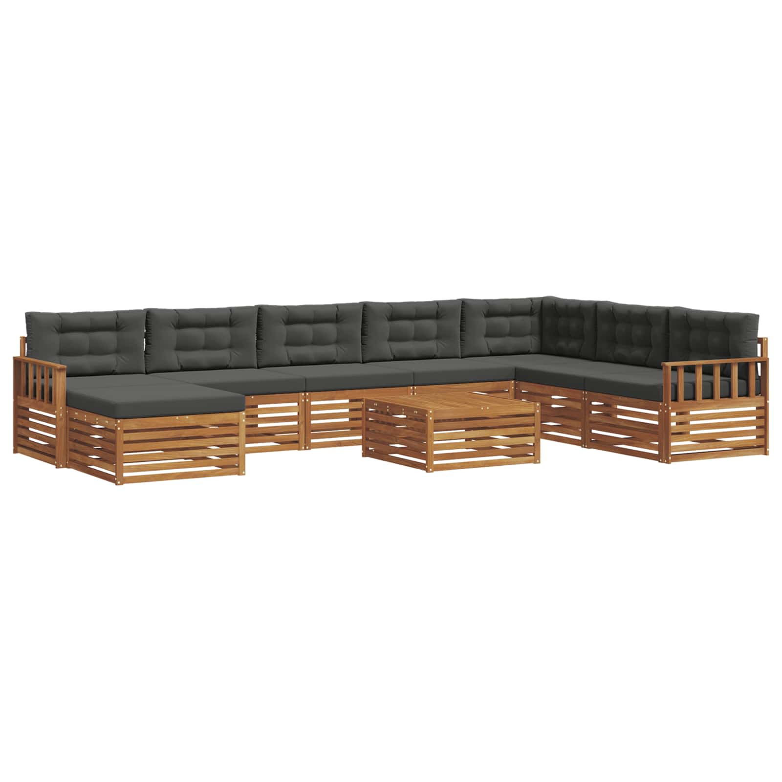 Outdoor-Sofagarnitur mit Kissen 9 pcs Natur und Anthrazit