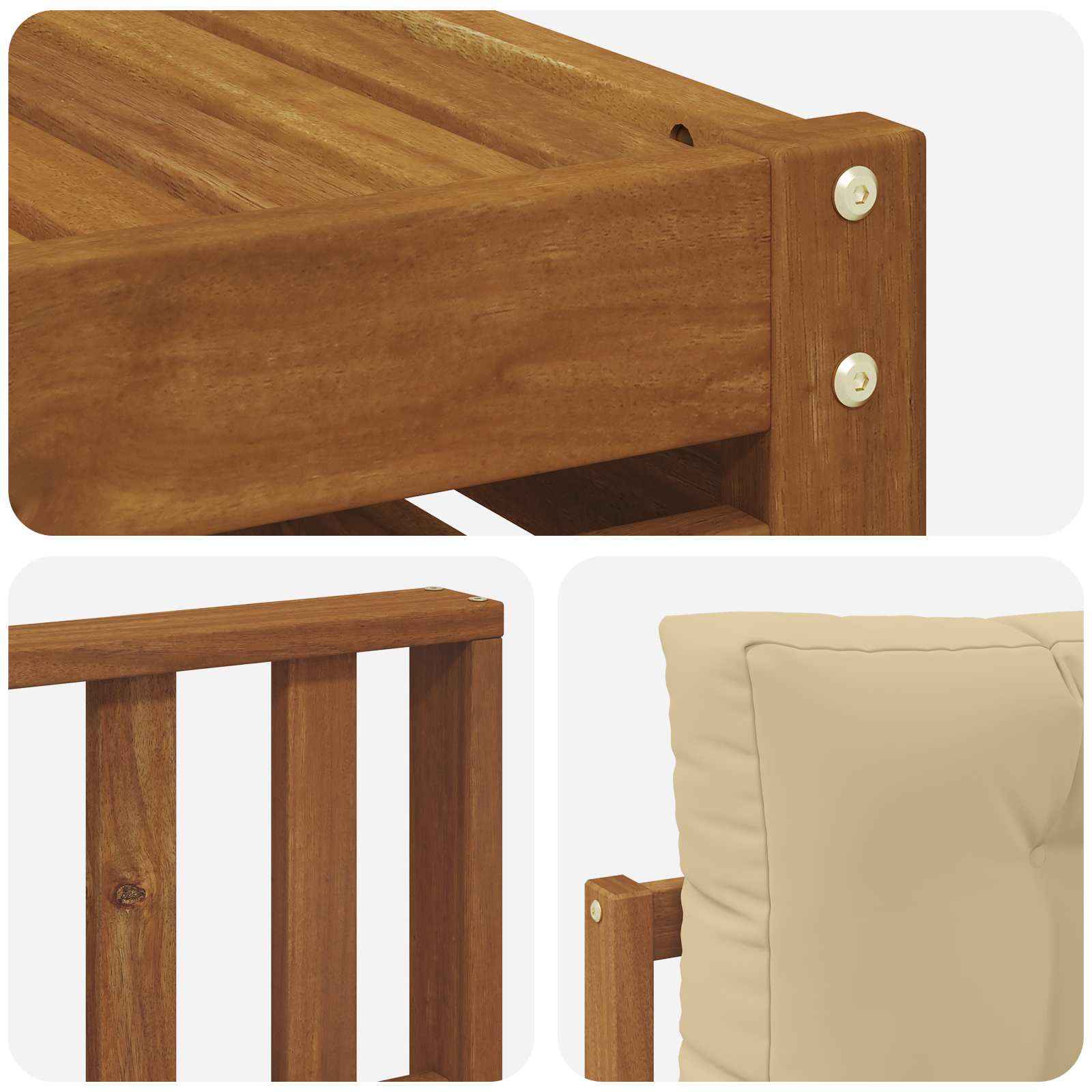 Outdoor-Sofagarnitur 9 pcs Natur und Beige Massivholz Akazie