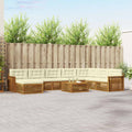 Outdoor-Sofagarnitur 9 pcs Natur und Creme Massivholz Akazie