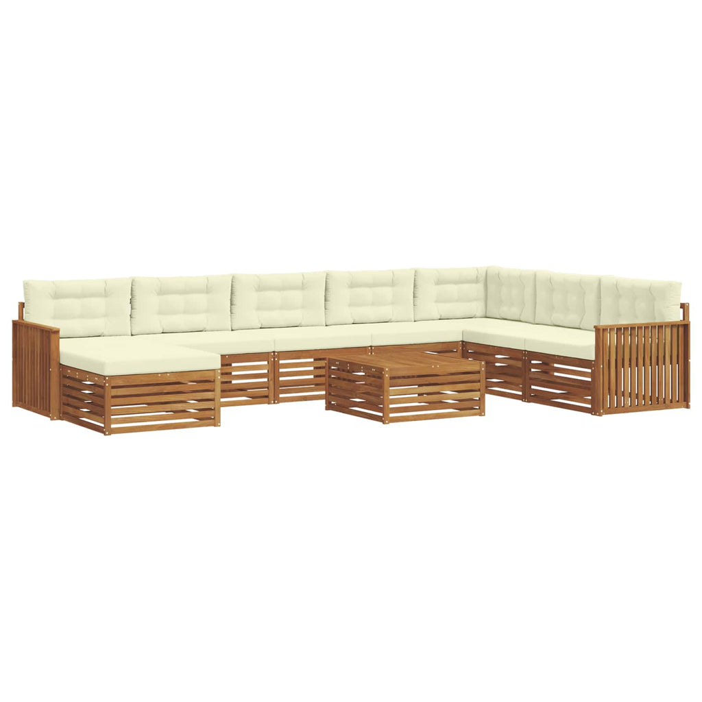 Outdoor-Sofagarnitur 9 pcs Natur und Creme Massivholz Akazie