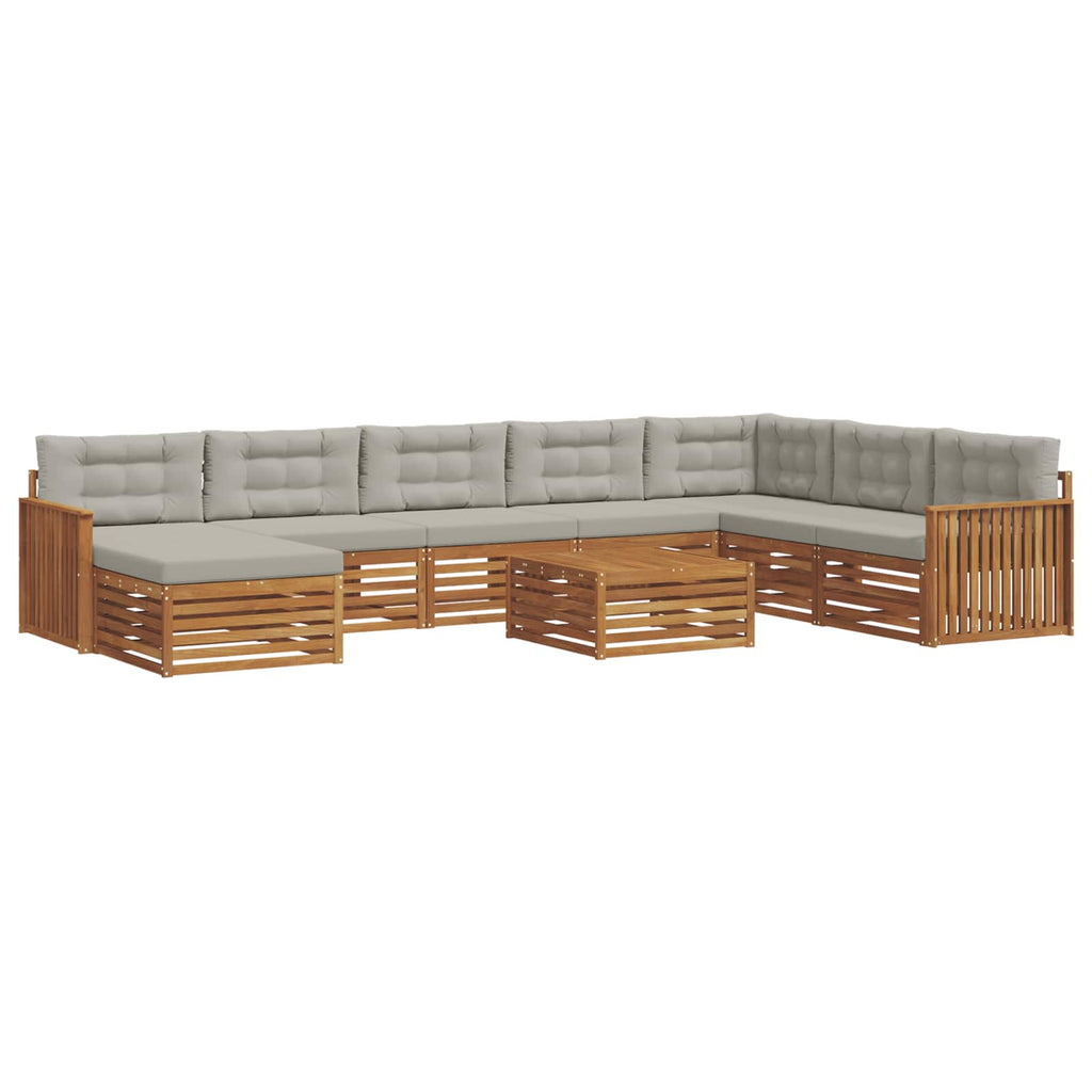 Outdoor-Sofagarnitur mit Kissen 9 pcs Natürlich und Hellgrau
