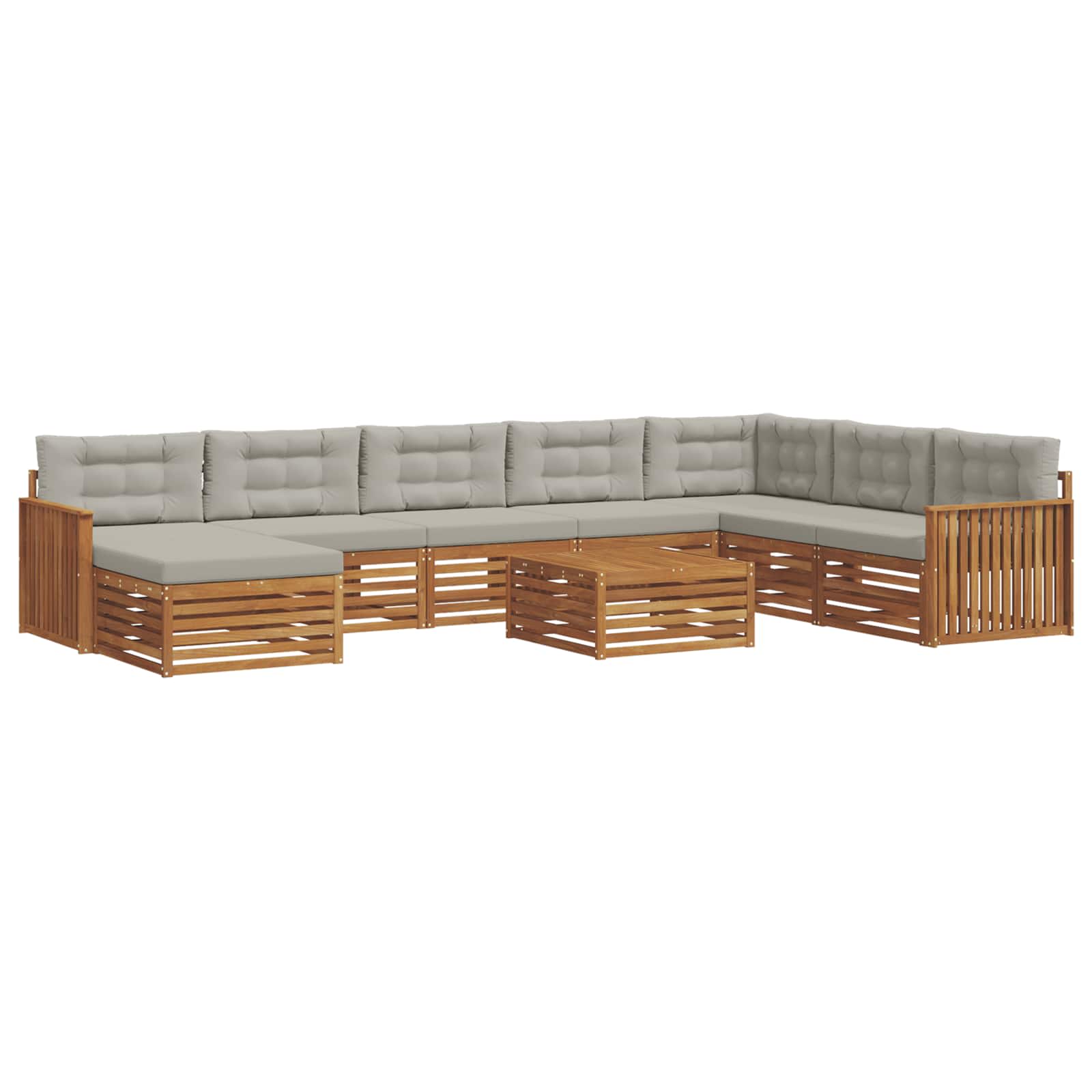 Outdoor-Sofagarnitur mit Kissen 9 pcs Natürlich und Hellgrau