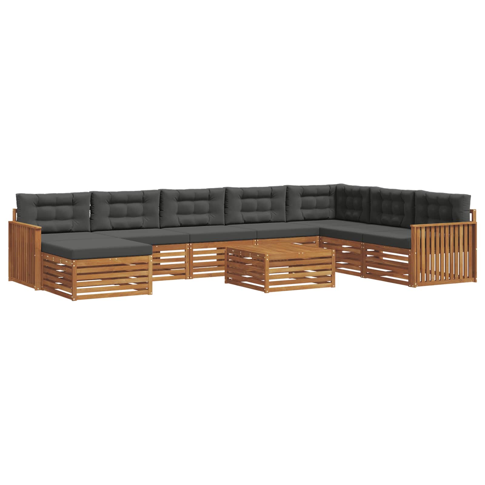 Outdoor-Sofagarnitur mit Kissen 9 pcs Natur und Anthrazit