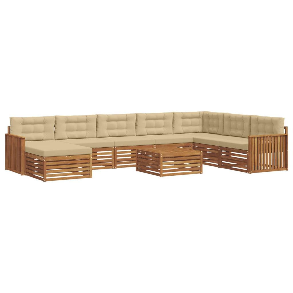 Outdoor-Sofagarnitur 9 pcs Natur und Beige Massivholz Akazie
