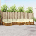 Outdoor-Sofagarnitur 9 pcs Natur und Creme Massivholz Akazie