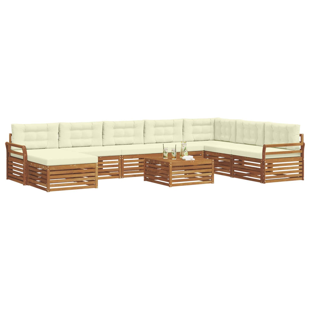 Outdoor-Sofagarnitur 9 pcs Natur und Creme Massivholz Akazie