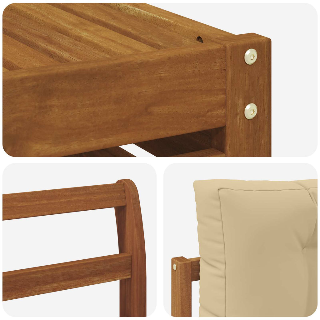 Outdoor-Sofagarnitur 9 pcs Natur und Beige Massivholz Akazie