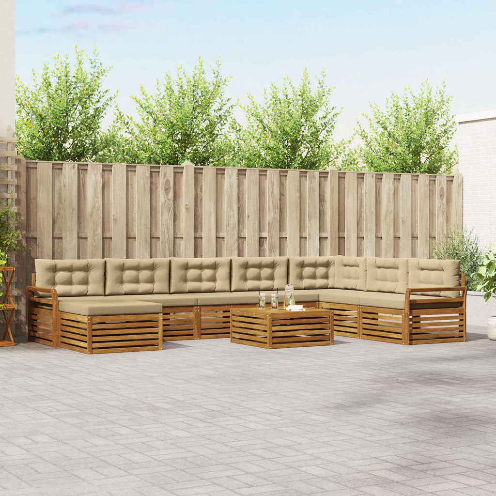 Outdoor-Sofagarnitur 9 pcs Natur und Beige Massivholz Akazie