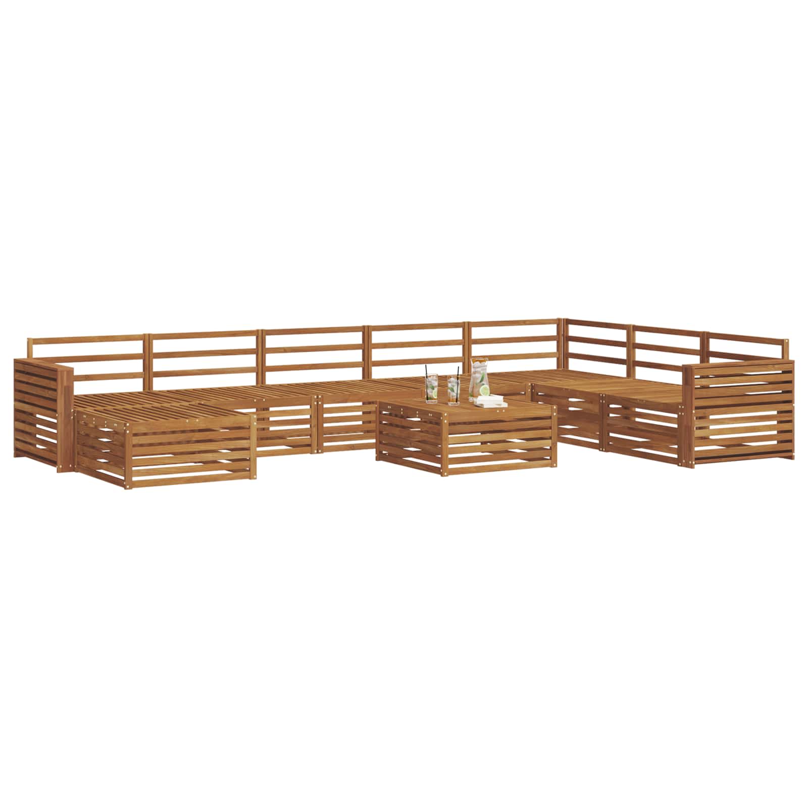 Outdoor-Sofagarnitur 9 pcs Natur Massivholz Akazie