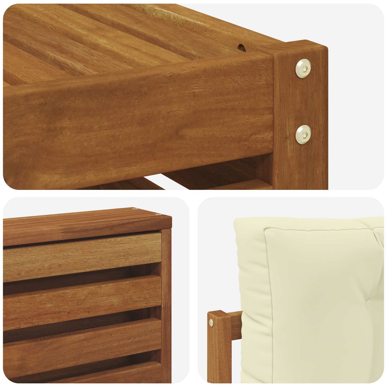 Outdoor-Sofagarnitur 9 pcs Natur und Creme Massivholz Akazie
