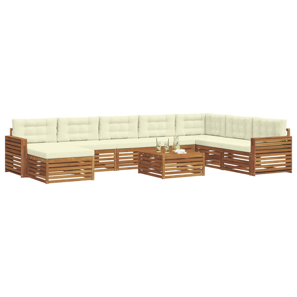 Outdoor-Sofagarnitur 9 pcs Natur und Creme Massivholz Akazie