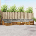 Outdoor-Sofagarnitur mit Kissen 9 pcs Natürlich und Hellgrau