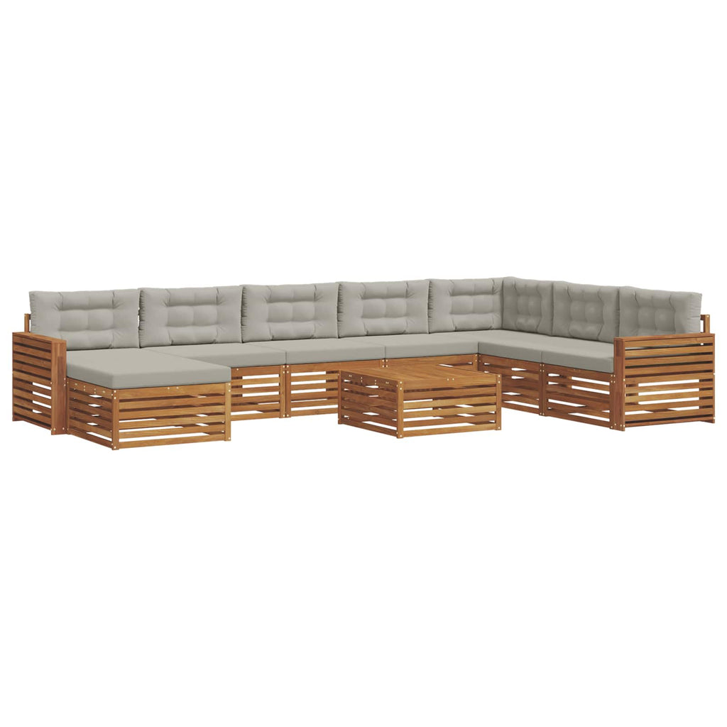 Outdoor-Sofagarnitur mit Kissen 9 pcs Natürlich und Hellgrau
