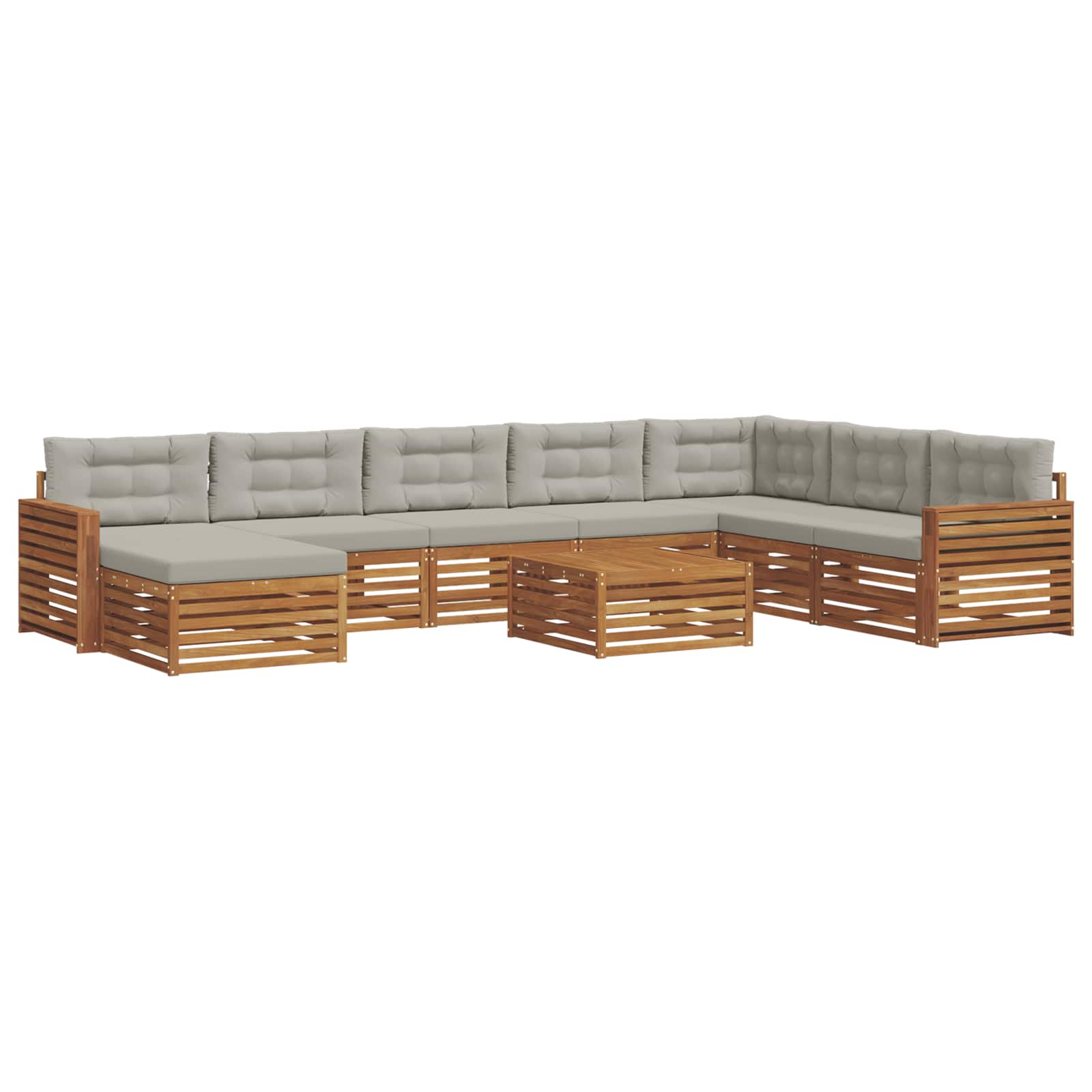 Outdoor-Sofagarnitur mit Kissen 9 pcs Natürlich und Hellgrau