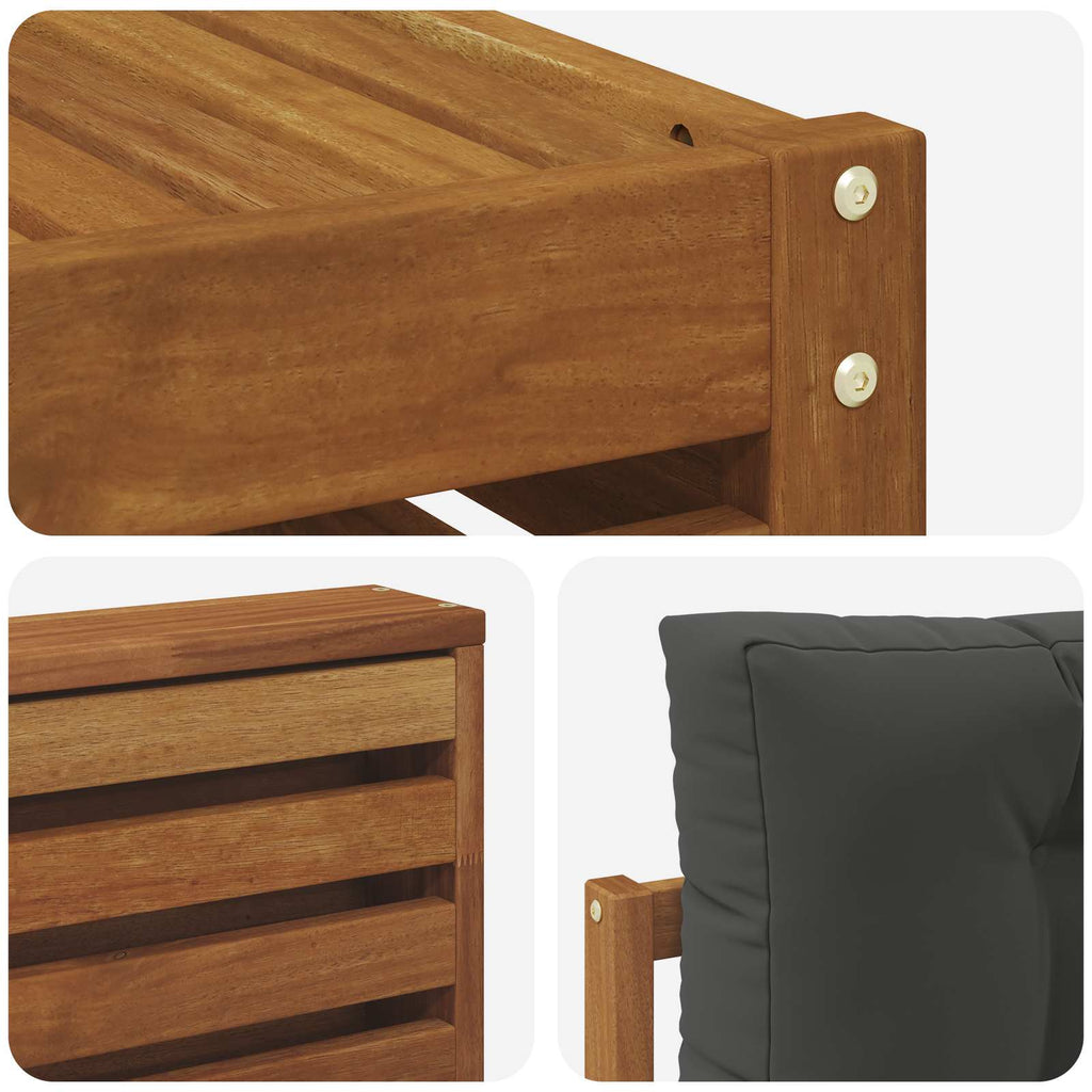 Outdoor-Sofagarnitur mit Kissen 9 pcs Natur und Anthrazit