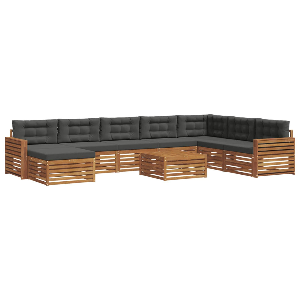 Outdoor-Sofagarnitur mit Kissen 9 pcs Natur und Anthrazit