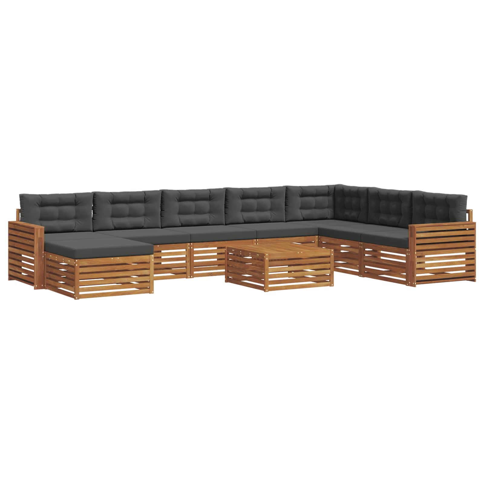 Outdoor-Sofagarnitur mit Kissen 9 pcs Natur und Anthrazit