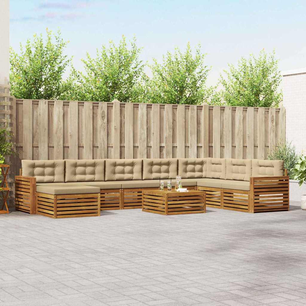 Outdoor-Sofagarnitur 9 pcs Natur und Beige Massivholz Akazie