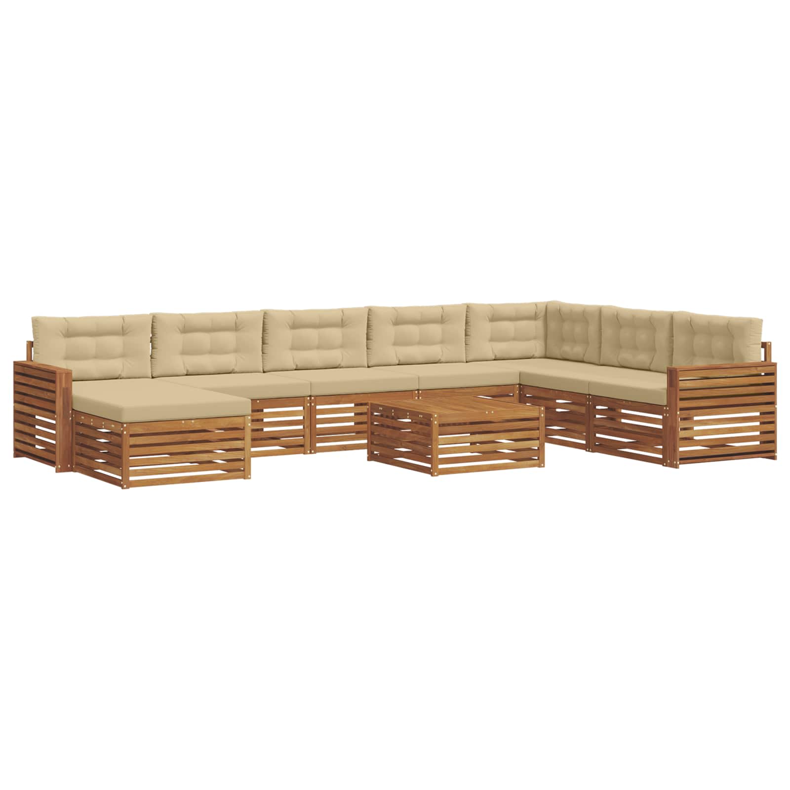 Outdoor-Sofagarnitur 9 pcs Natur und Beige Massivholz Akazie