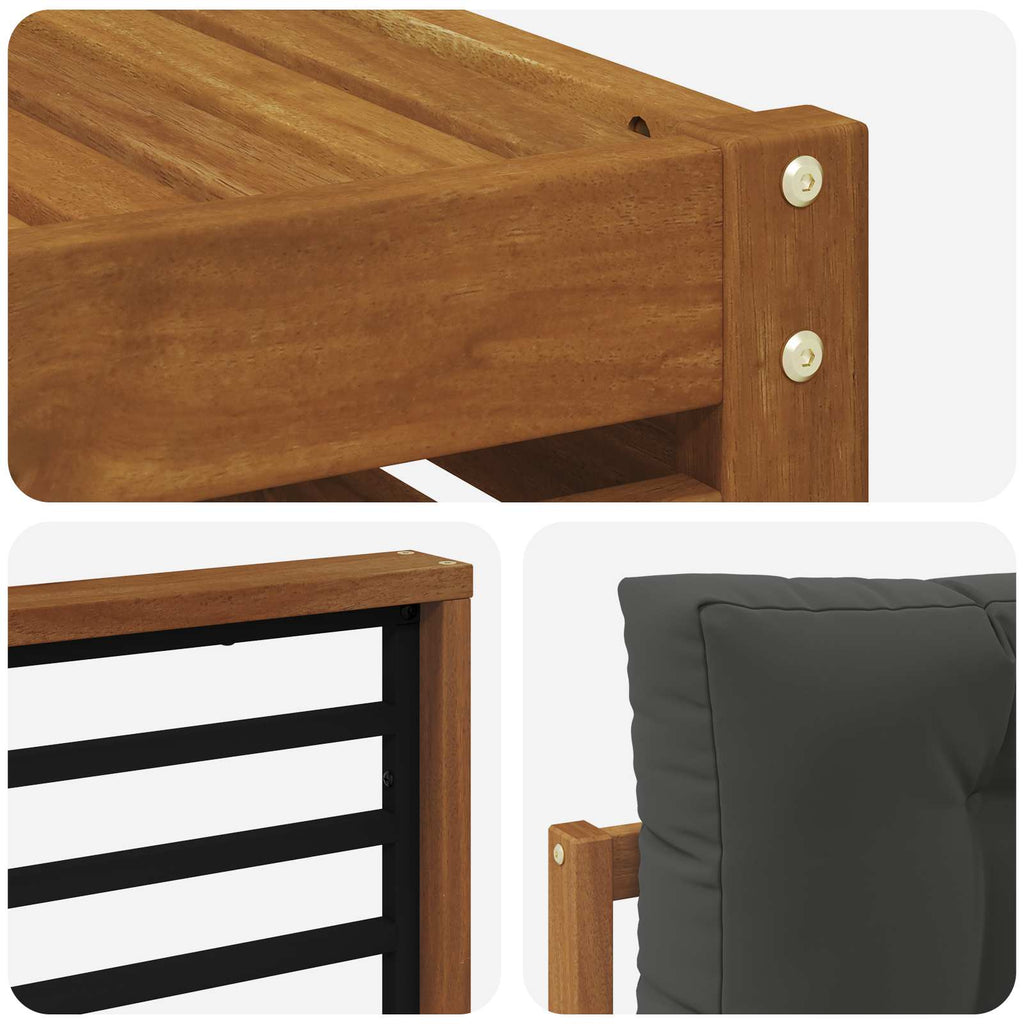 Outdoor-Sofagarnitur mit Kissen 9 pcs Natur und Anthrazit