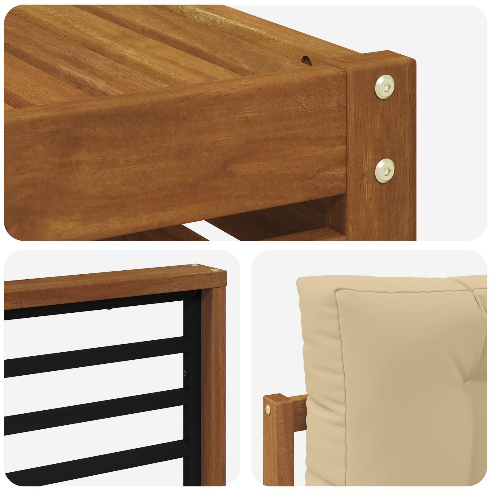 Outdoor-Sofagarnitur 9 pcs Natur und Beige Massivholz Akazie