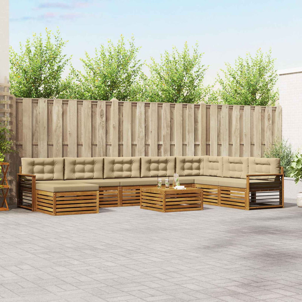 Outdoor-Sofagarnitur 9 pcs Natur und Beige Massivholz Akazie