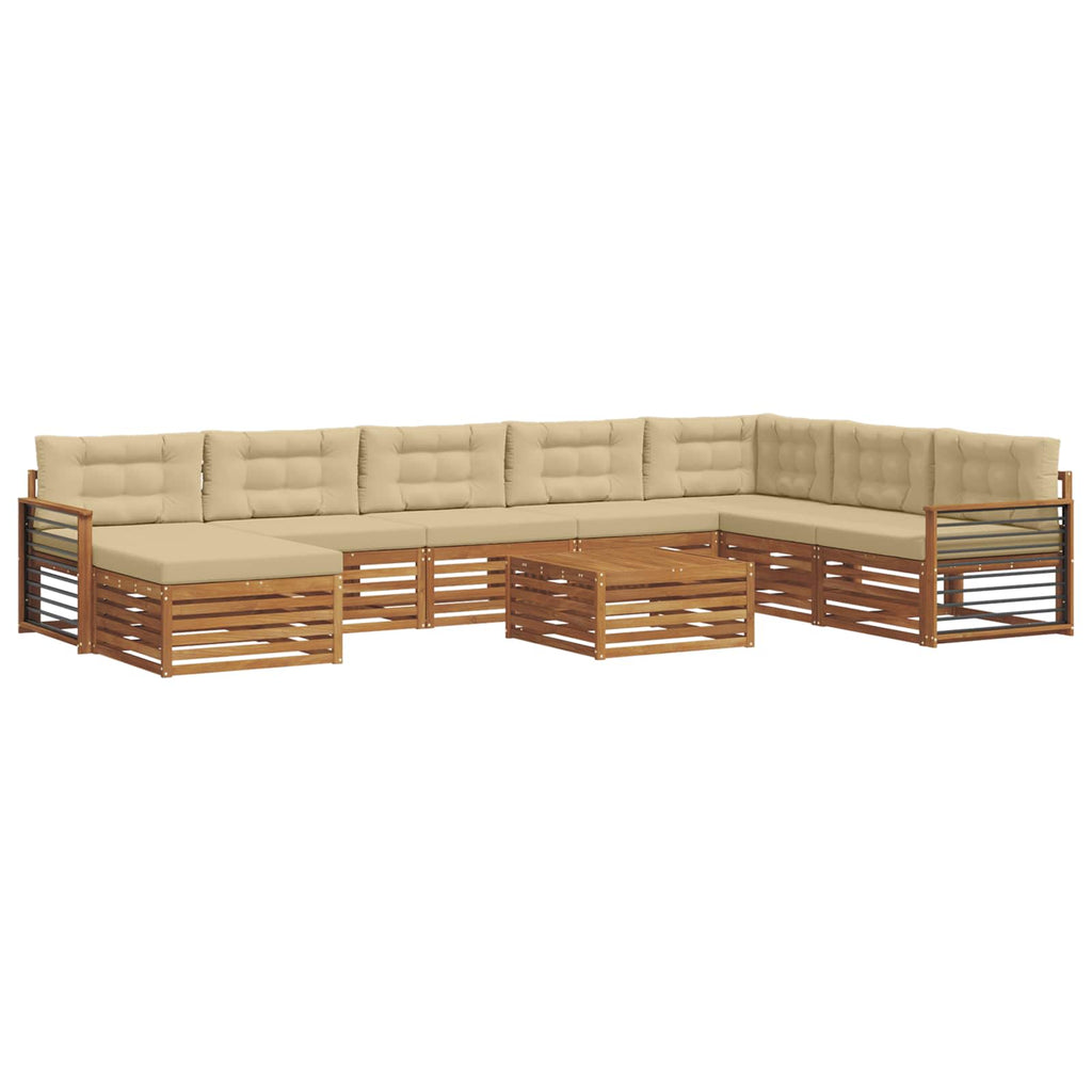 Outdoor-Sofagarnitur 9 pcs Natur und Beige Massivholz Akazie