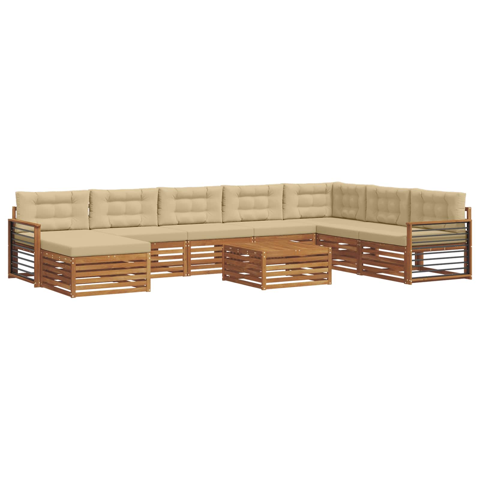 Outdoor-Sofagarnitur 9 pcs Natur und Beige Massivholz Akazie