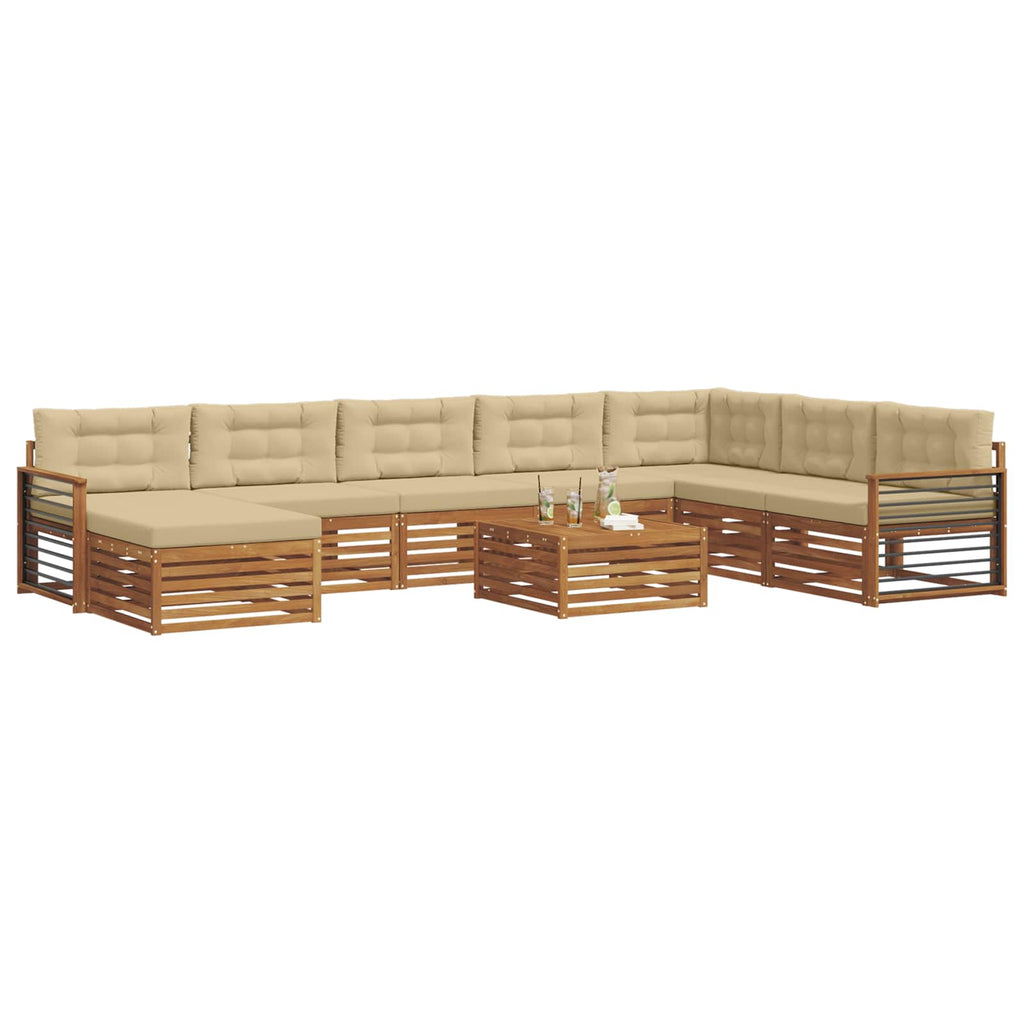 Outdoor-Sofagarnitur 9 pcs Natur und Beige Massivholz Akazie
