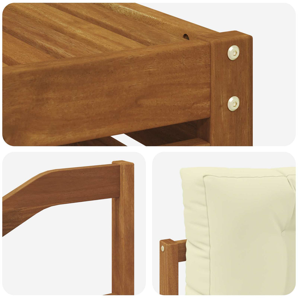 Outdoor-Sofagarnitur 9 pcs Natur und Creme Massivholz Akazie
