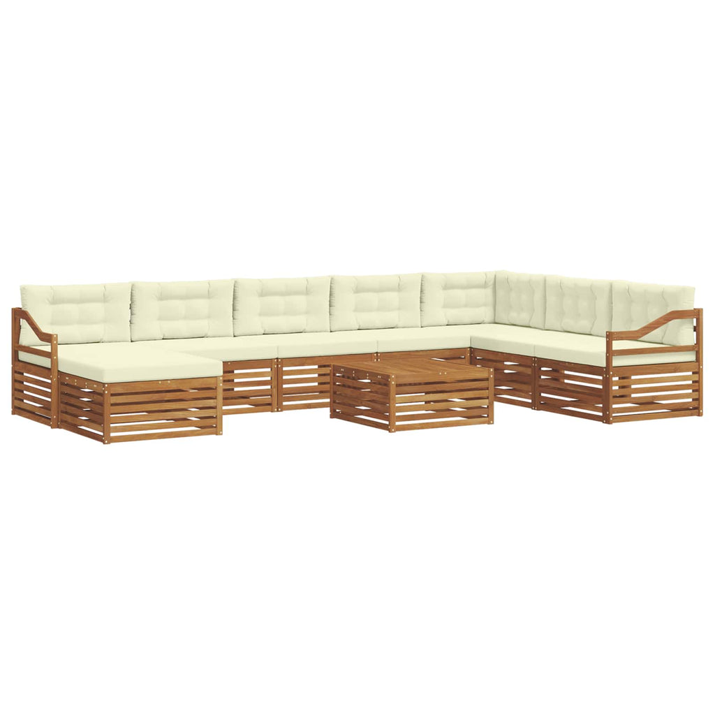 Outdoor-Sofagarnitur 9 pcs Natur und Creme Massivholz Akazie