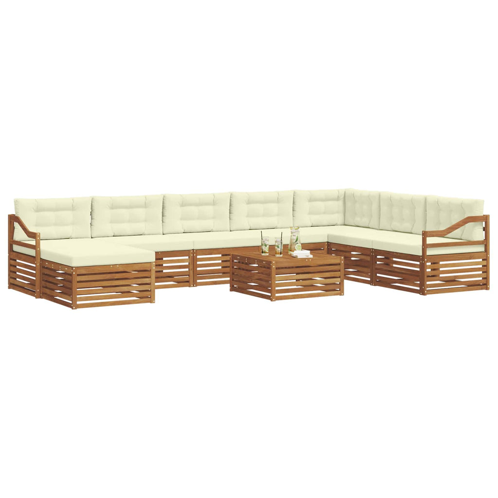 Outdoor-Sofagarnitur 9 pcs Natur und Creme Massivholz Akazie