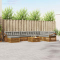 Outdoor-Sofagarnitur mit Kissen 9 pcs Natürlich und Hellgrau