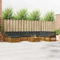 Outdoor-Sofagarnitur mit Kissen 9 pcs Natur und Anthrazit