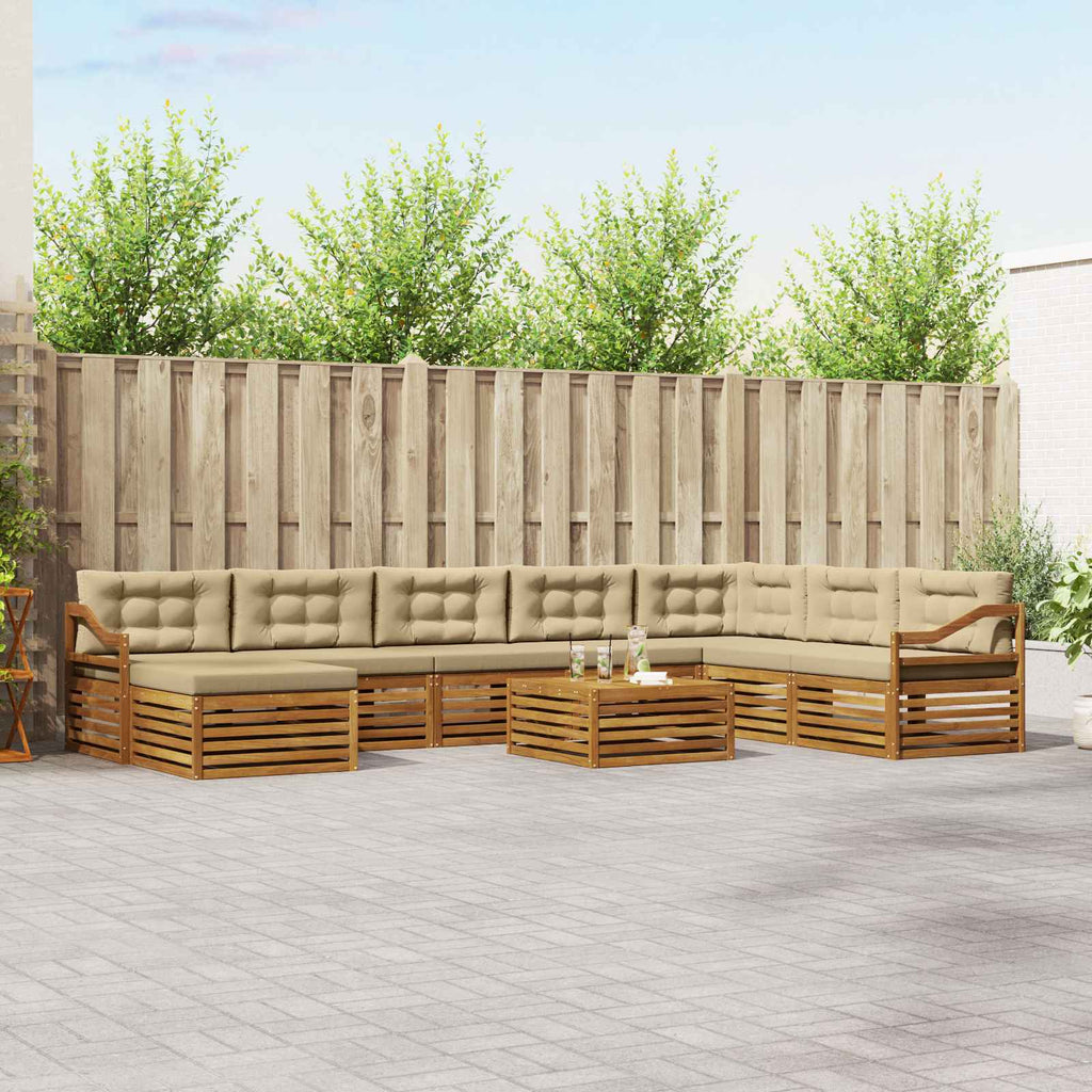 Outdoor-Sofagarnitur 9 pcs Natur und Beige Massivholz Akazie