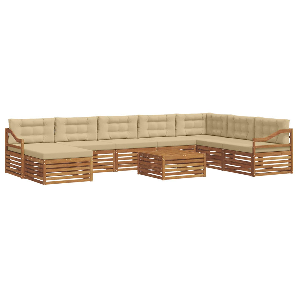 Outdoor-Sofagarnitur 9 pcs Natur und Beige Massivholz Akazie