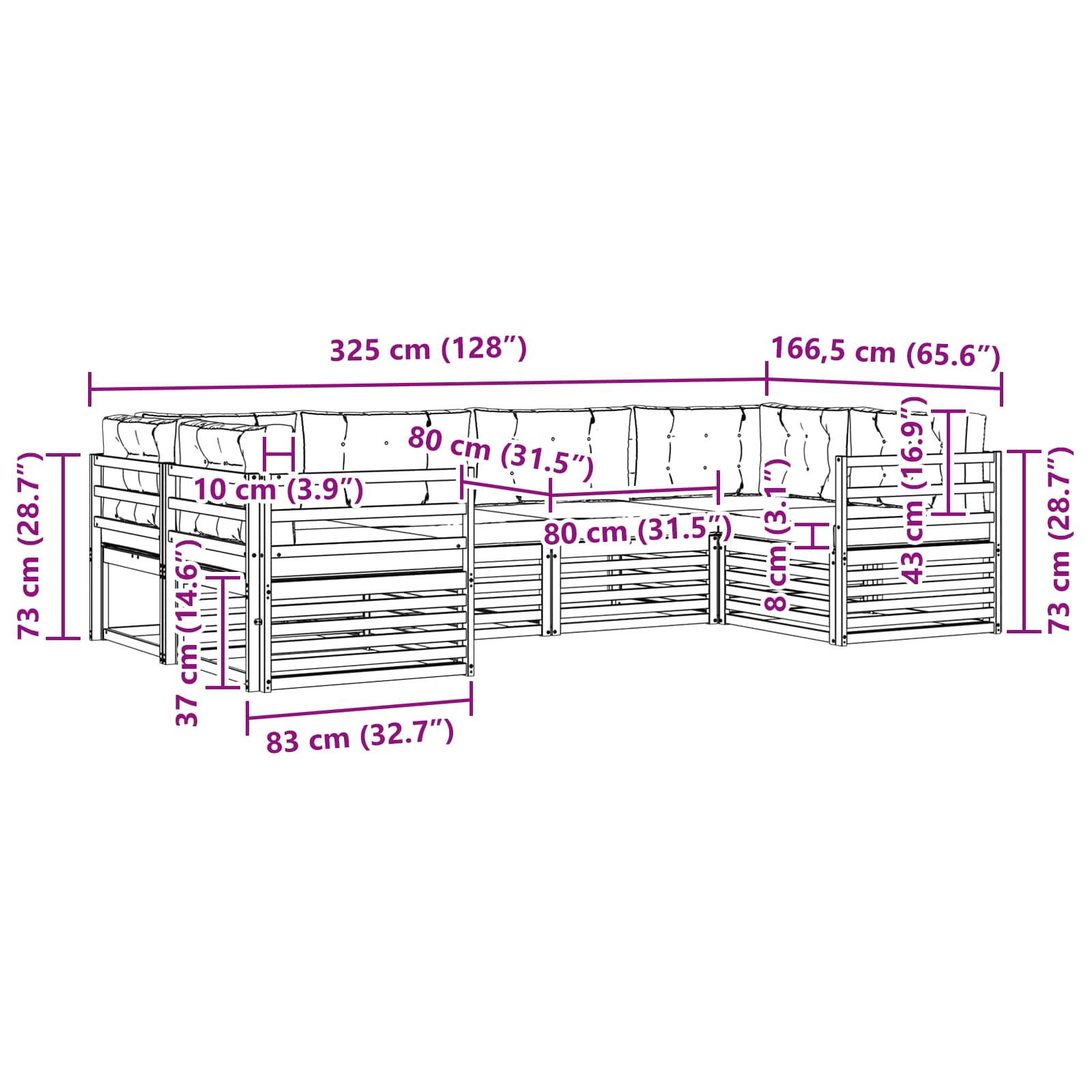 Outdoor-Sofagarnitur mit Kissen 6 pcs Natur und Creme
