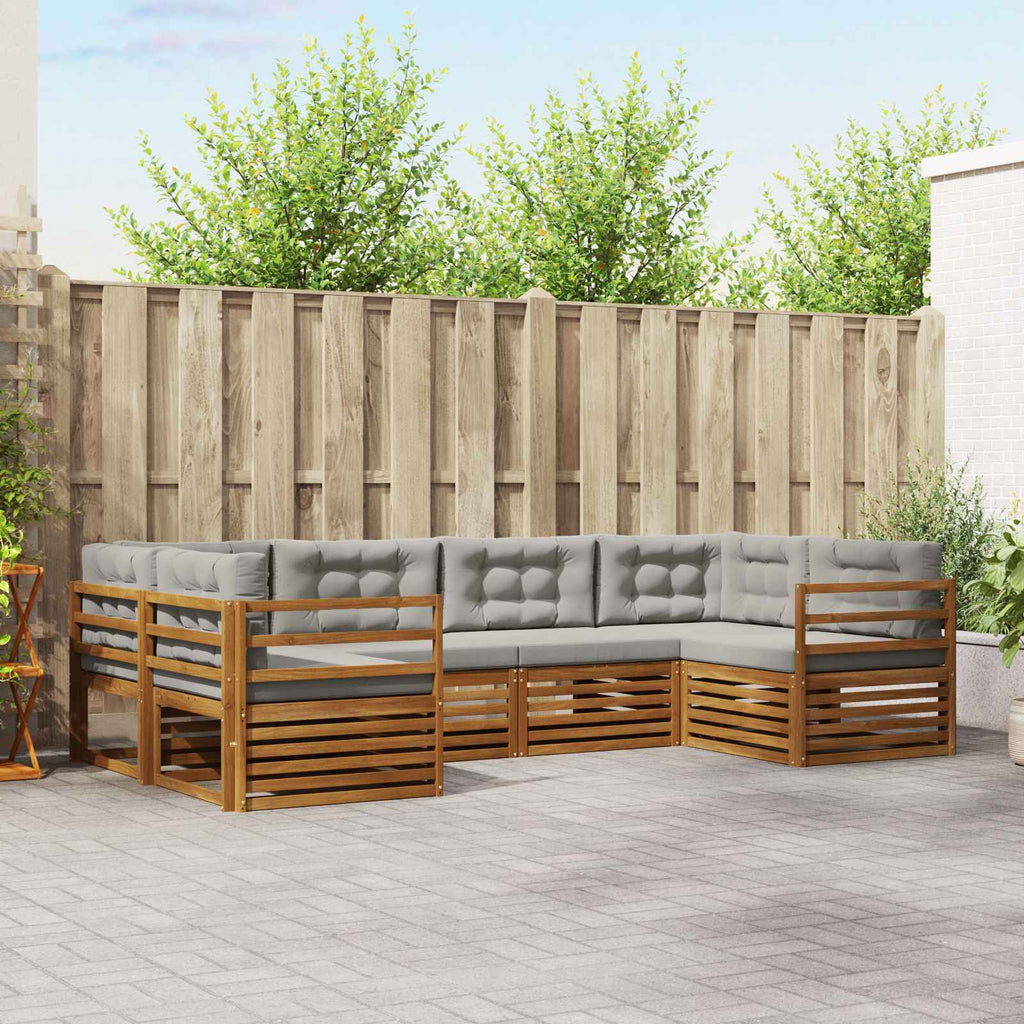 Outdoor-Sofagarnitur mit Kissen 6 pcs Natürlich und Hellgrau