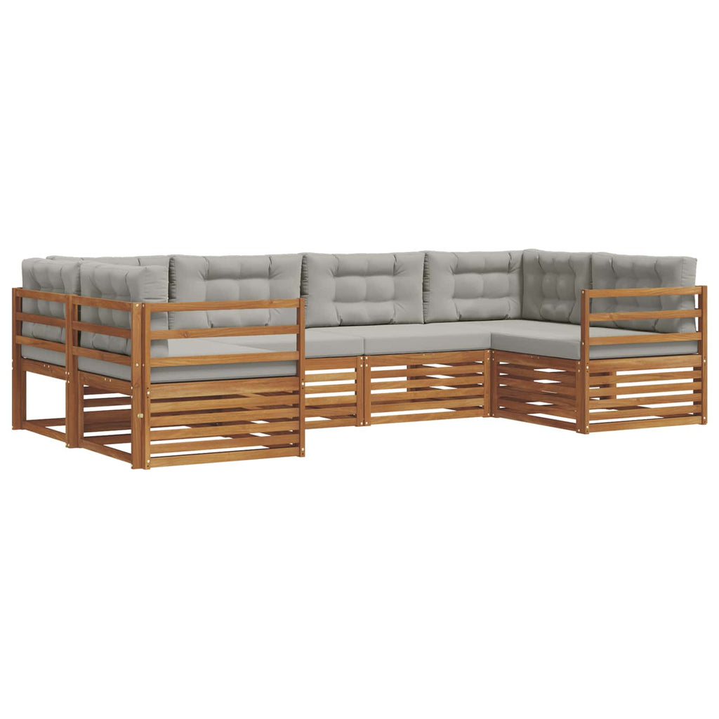 Outdoor-Sofagarnitur mit Kissen 6 pcs Natürlich und Hellgrau