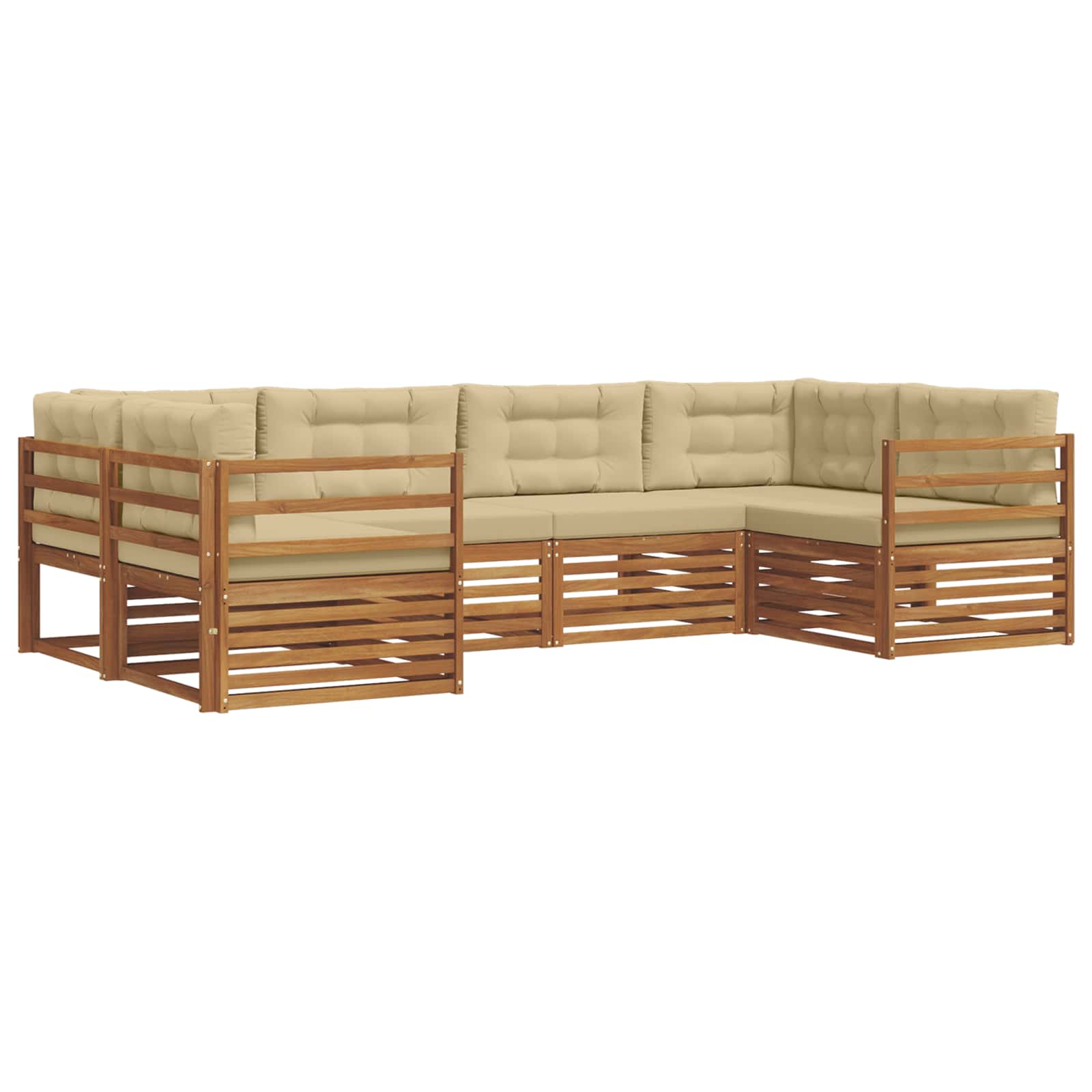 Outdoor-Sofagarnitur mit Kissen 6 pcs Natur und Beige