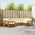Outdoor-Sofagarnitur mit Kissen 6 pcs Natur und Creme
