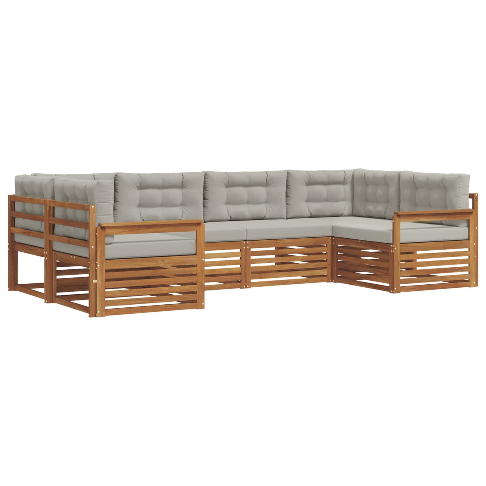 Outdoor-Sofagarnitur mit Kissen 6 pcs Natürlich und Hellgrau