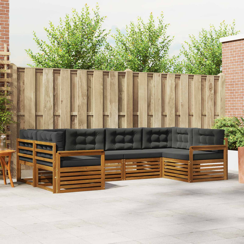 Outdoor-Sofagarnitur mit Kissen 6 pcs Natur und Anthrazit