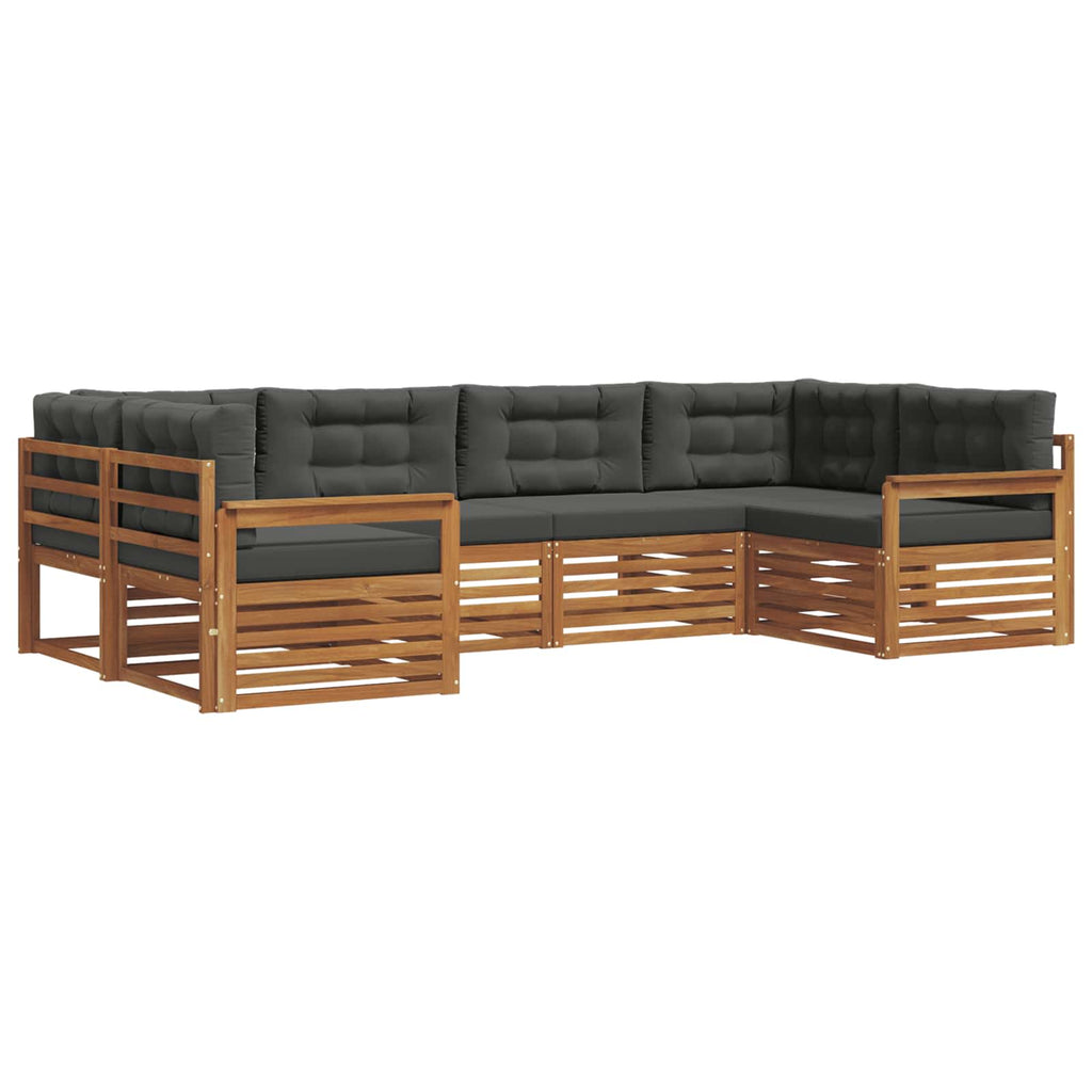 Outdoor-Sofagarnitur mit Kissen 6 pcs Natur und Anthrazit