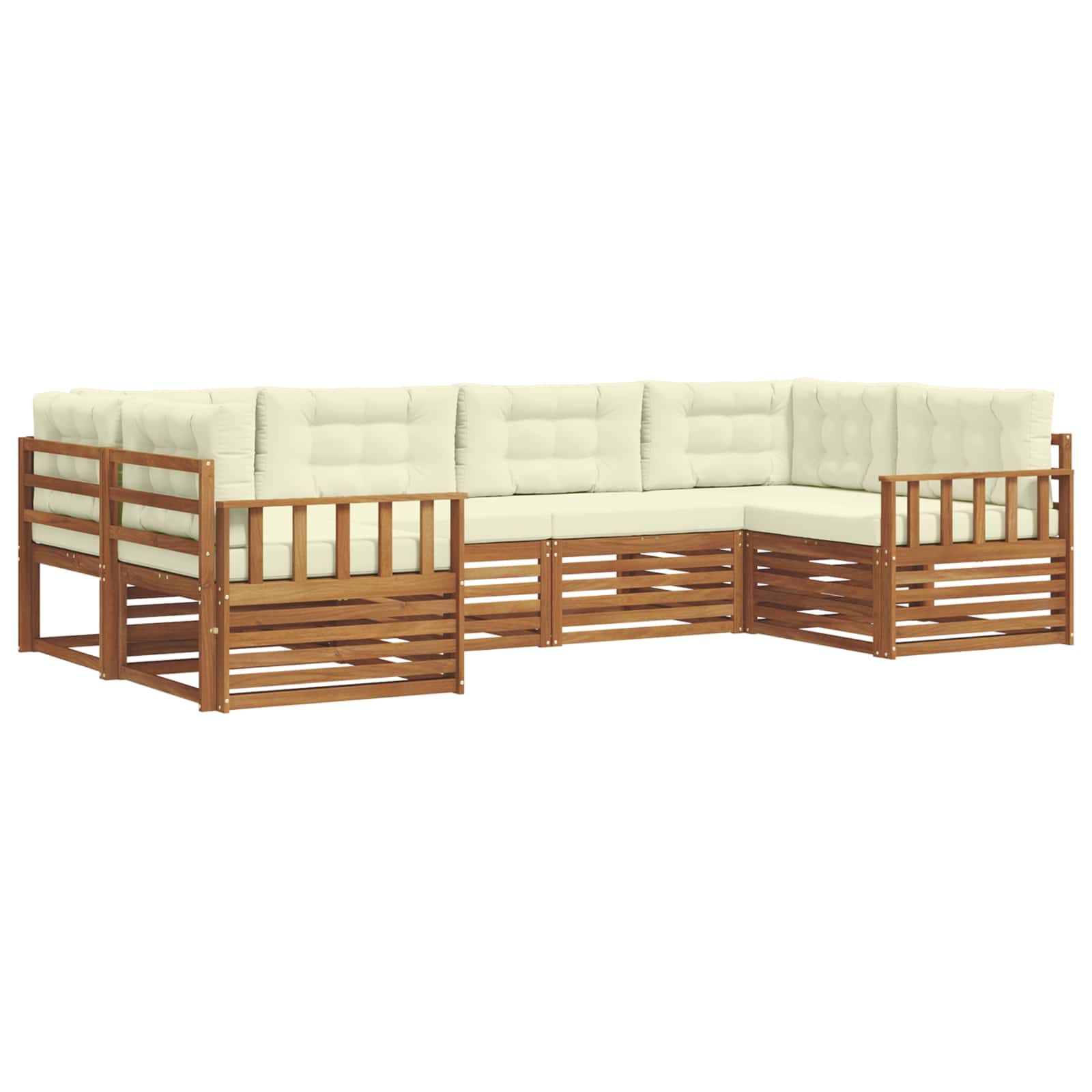 Outdoor-Sofagarnitur mit Kissen 6 pcs Natur und Creme