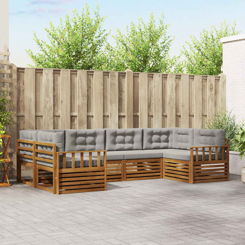 Outdoor-Sofagarnitur mit Kissen 6 pcs Natürlich und Hellgrau