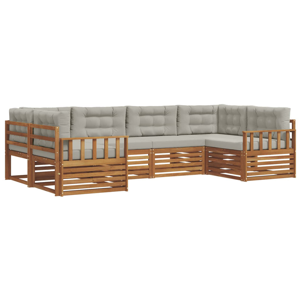 Outdoor-Sofagarnitur mit Kissen 6 pcs Natürlich und Hellgrau