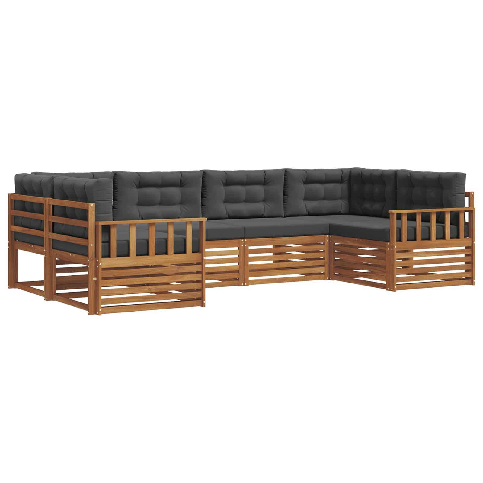 Outdoor-Sofagarnitur mit Kissen 6 pcs Natur und Anthrazit